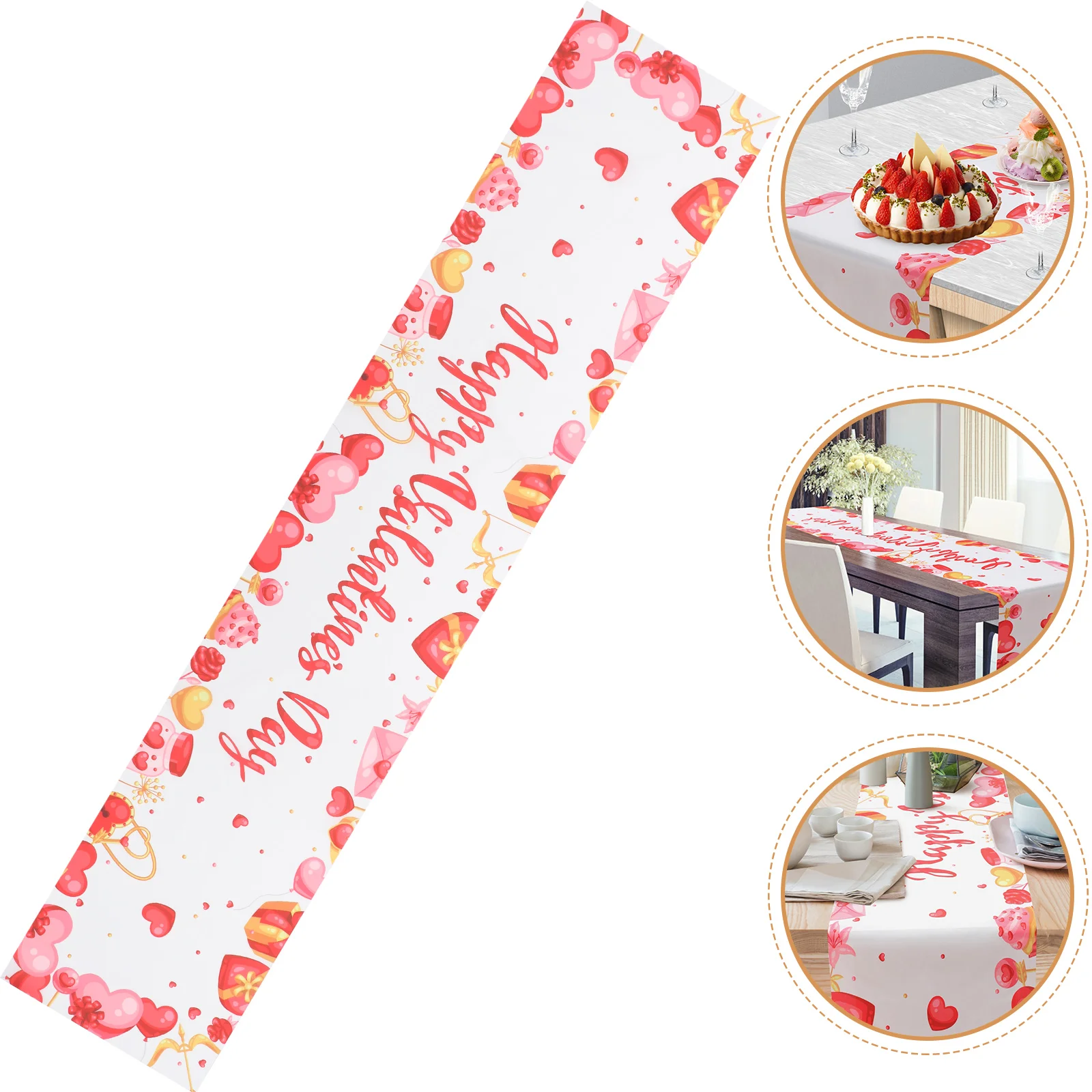 

Table Runner Day Valentine Valentines Heart Party Tablecloth Supplies S Cover Cloth Decorations Decoration Printed Runners Decor