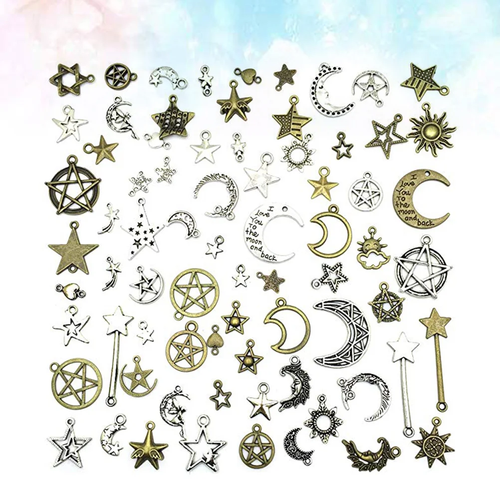 

74Pcs Charms Tibetan Beads Vintage Stars Bead Vintage Charms Sun Charm Pendant