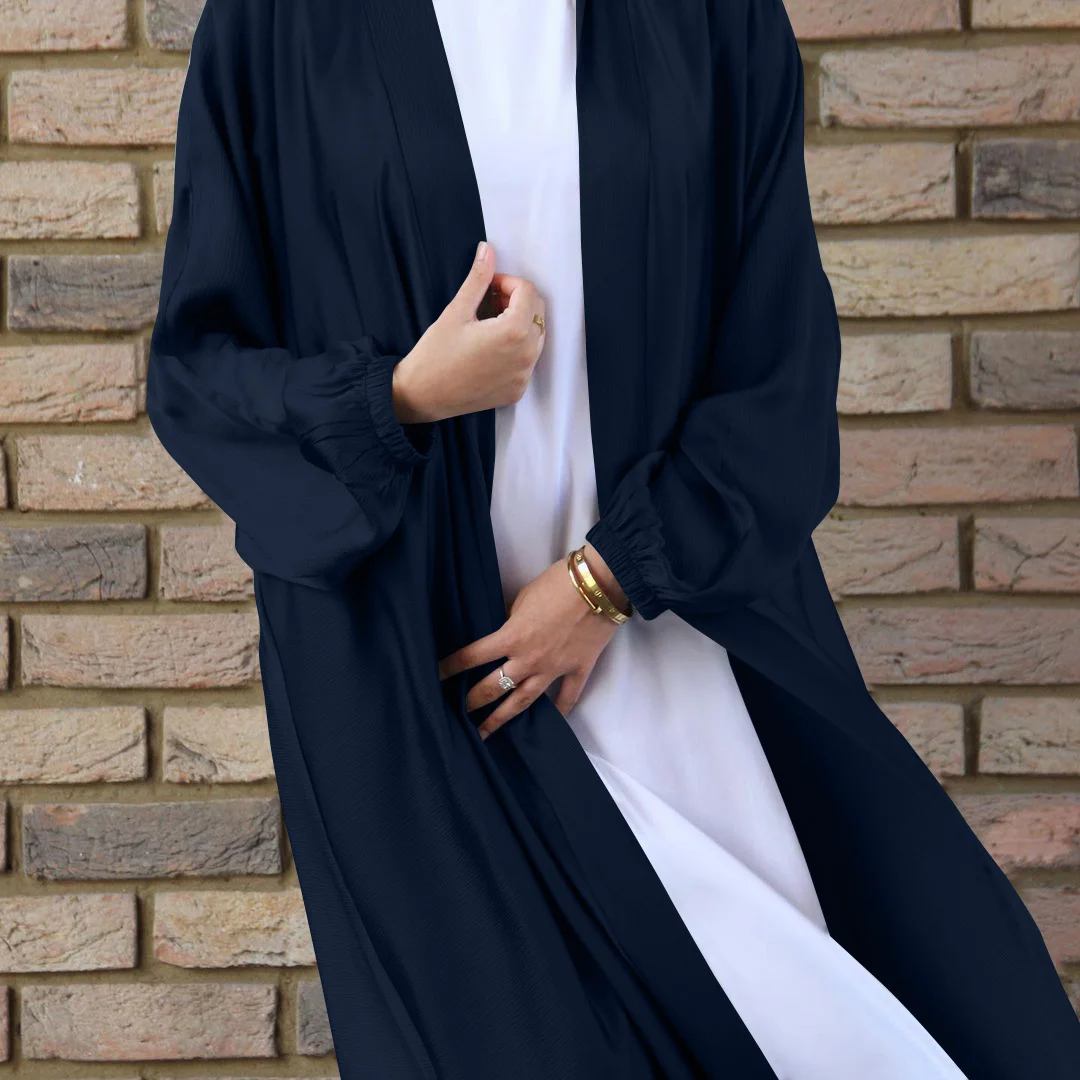 Eid Open Abaya Dubai Ramadan Muslim Hijab Dress Kaftan Bubble Satin Abayas for Women Islam Clothes abaya Kimono Femme Musulmane