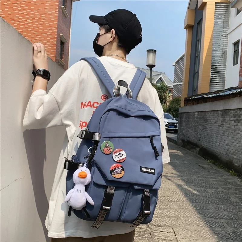 

Women Printing Backpack School Bags For Teenage Girls Korean Style Bag Canvas Men's Fashion College High-capacity Junior High