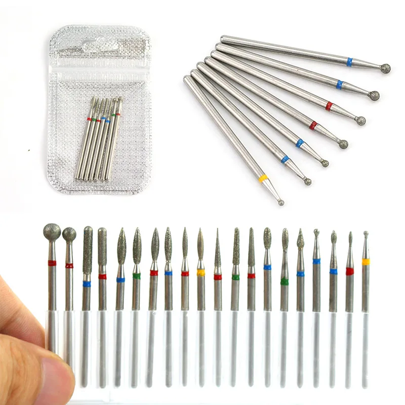 

7pcs Nail Milling Cutter Set Diamond Stone Electric Manicure Drills Nail Drill Cuticle Clean Bits Burr Accessories Nail Art