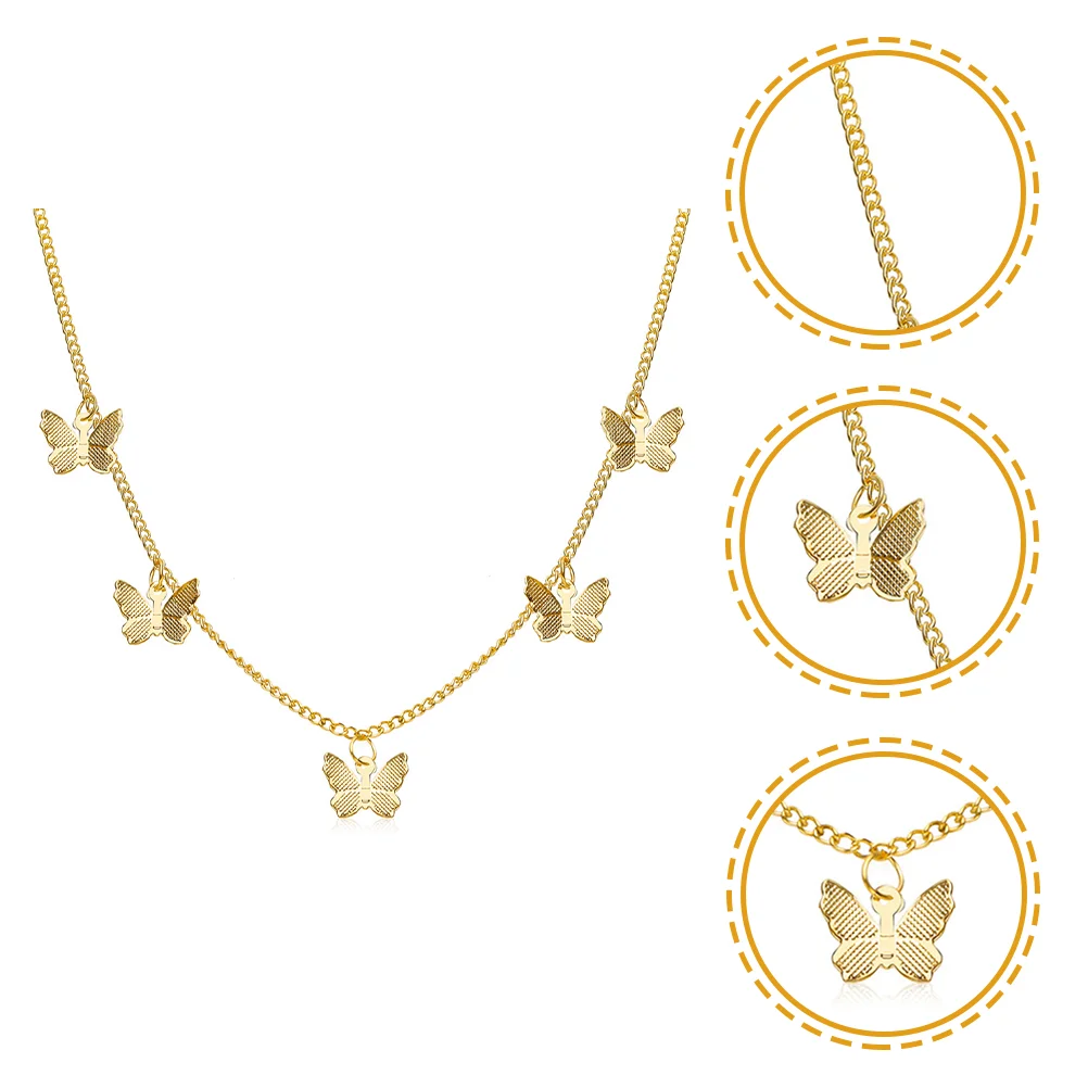 

Butterflies Necklace Charm Choker Women Clavicle Chainjewelry Butterflypendant Metal Gift Neck