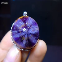 natural cacoxenite auralite 23 purple red flower pendant rutilated bead 31 626 118mm oval women men rare aaaaaa