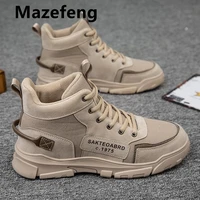 men high quality leather boots male spring casual motorcycle ankle botas hombre men lace up basic boots man fashion men boots