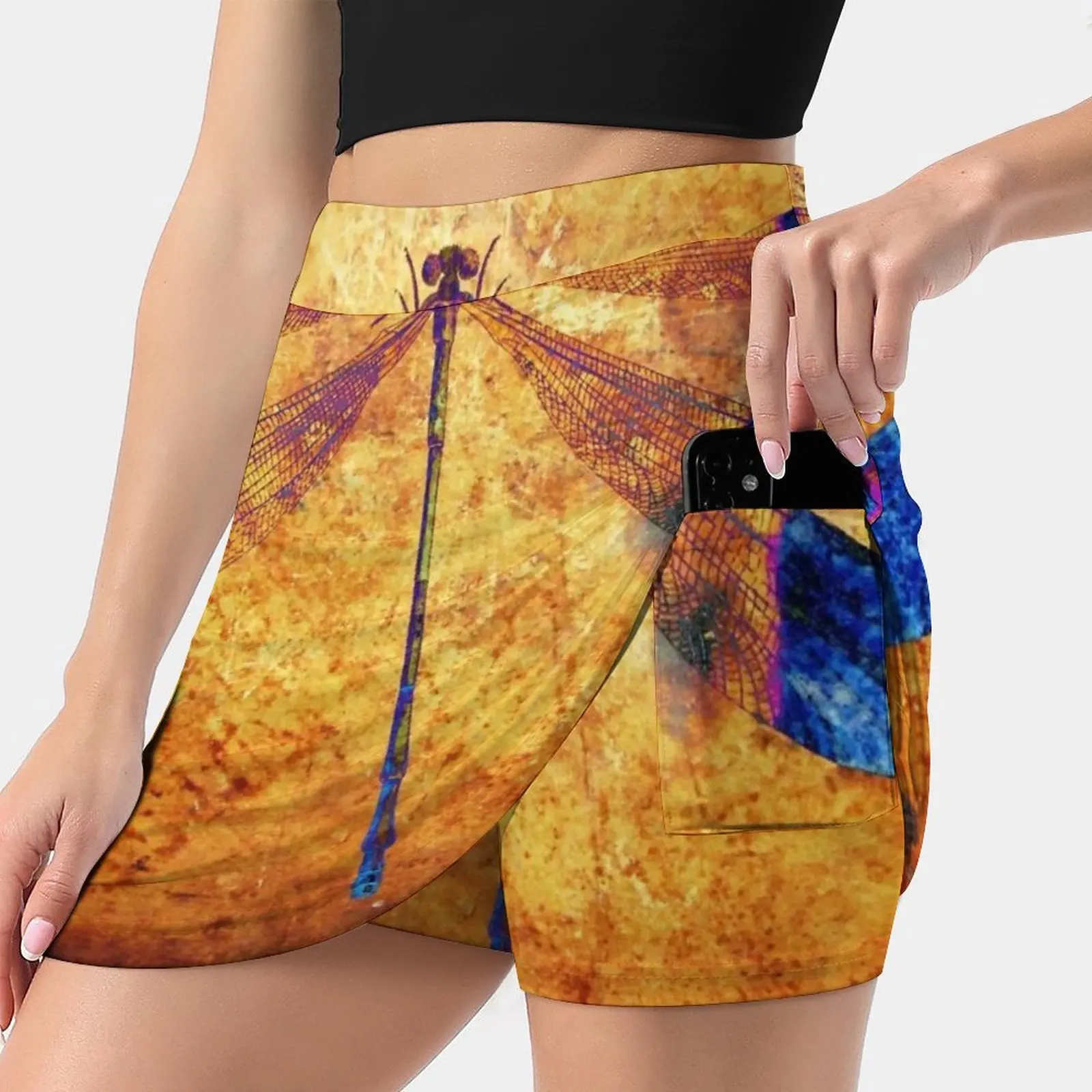 

Dragonfly In Amber Women's skirt Aesthetic skirts New Fashion Short Skirts Dragonfly Libella Odonata Insect Animal Amber Nature