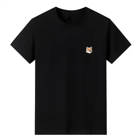 Футболка мужская стрейчевая с вышивкой, брендовая Повседневная модная рубашка с коротким рукавом, уличная мода, Свободный Топ для пар Maison Fox