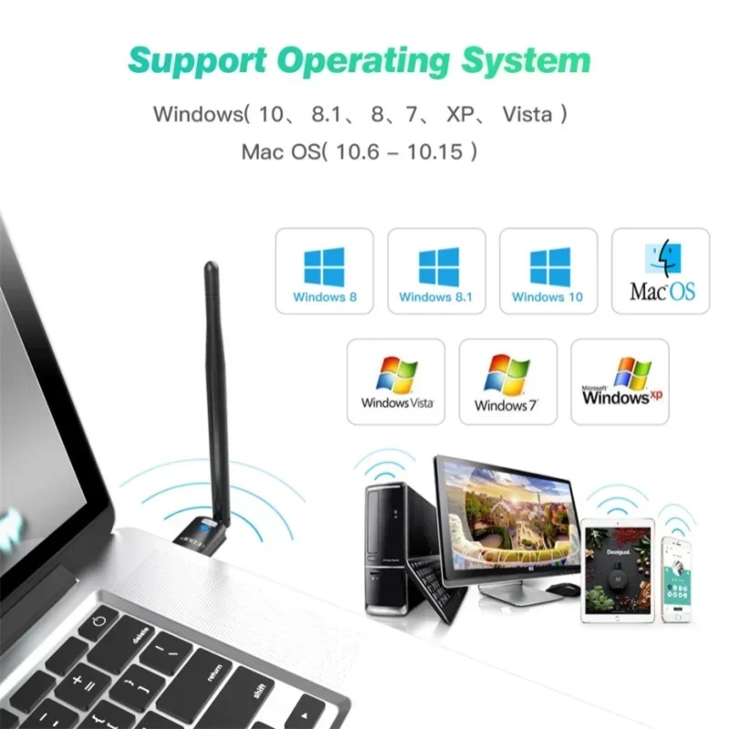 Фото EDUP 150 Мбит/с USB Wi-Fi адаптер с высоким коэффициентом усиления 6Dbi антенна 802.11n MT7601 Чипсет Беспроводная сетевая карта приемника на большие расстояния для ПК №3