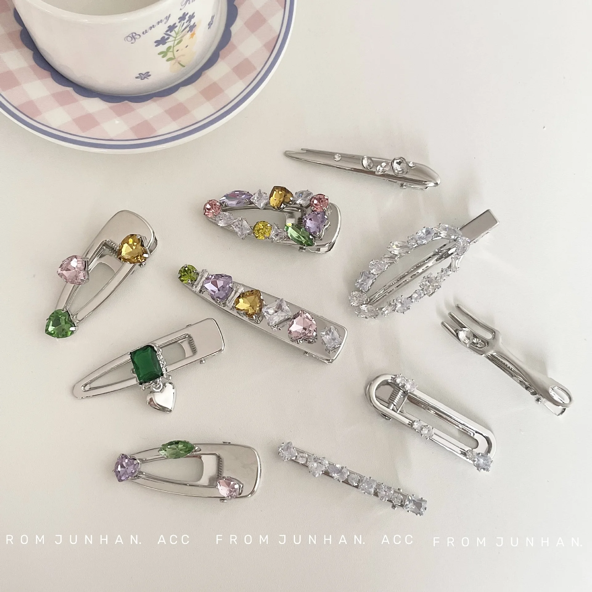 Rhinestone Zircon Hollow Hair Clips For Women Romantic Aesth