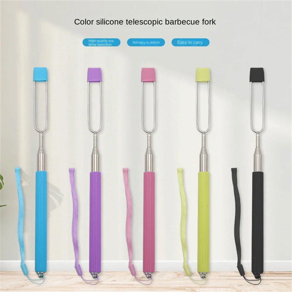 

Creative Telescopic Mushroom Fork Silicone Handle Barbecue Fork Barbecue Clip Stainless Steel Barbecue Stick Kitchen Accessories
