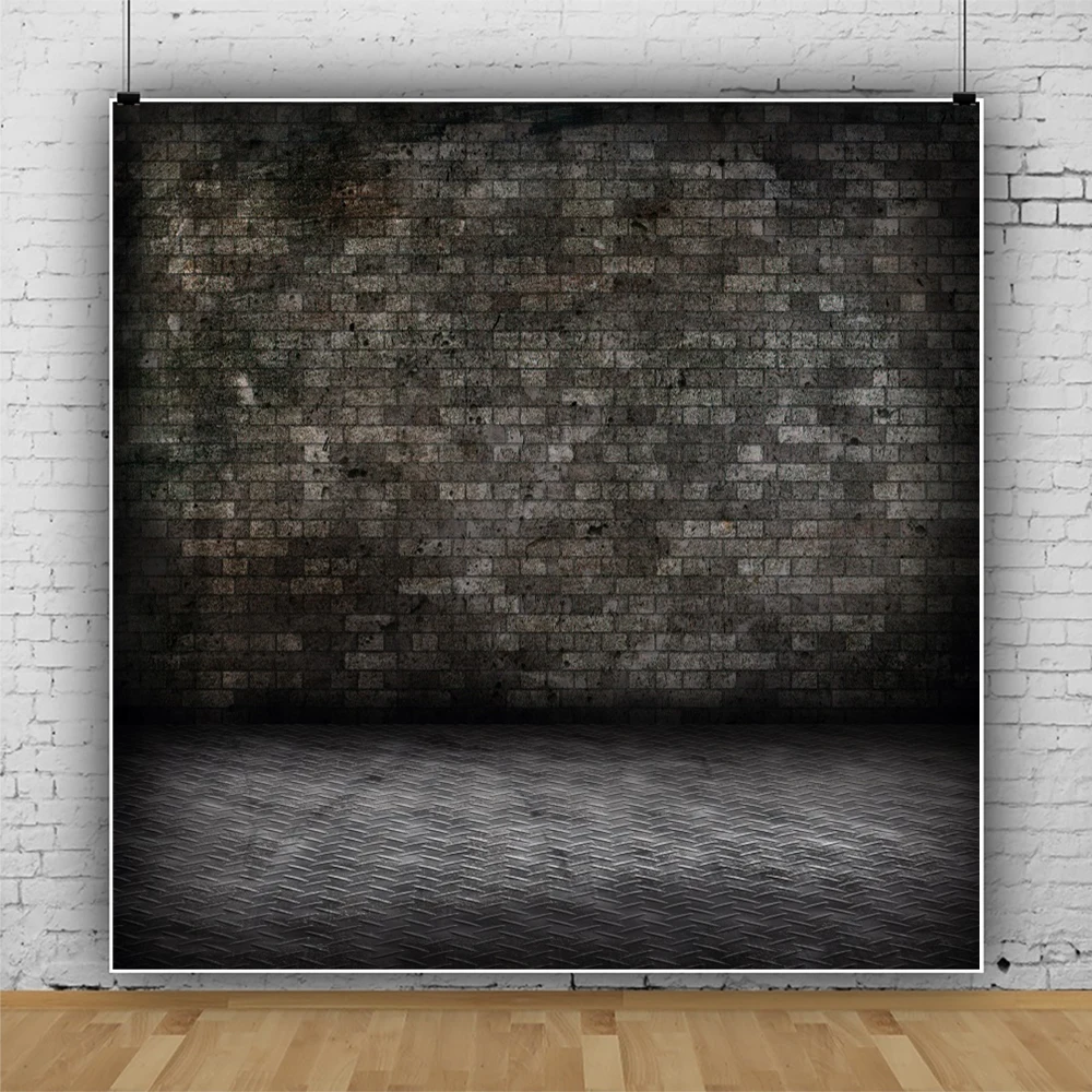 

Laeacco черная кирпичная стена вышивка Темный градиент сцены квадратный фон фотографический баннер фотография Фон Декор реквизит