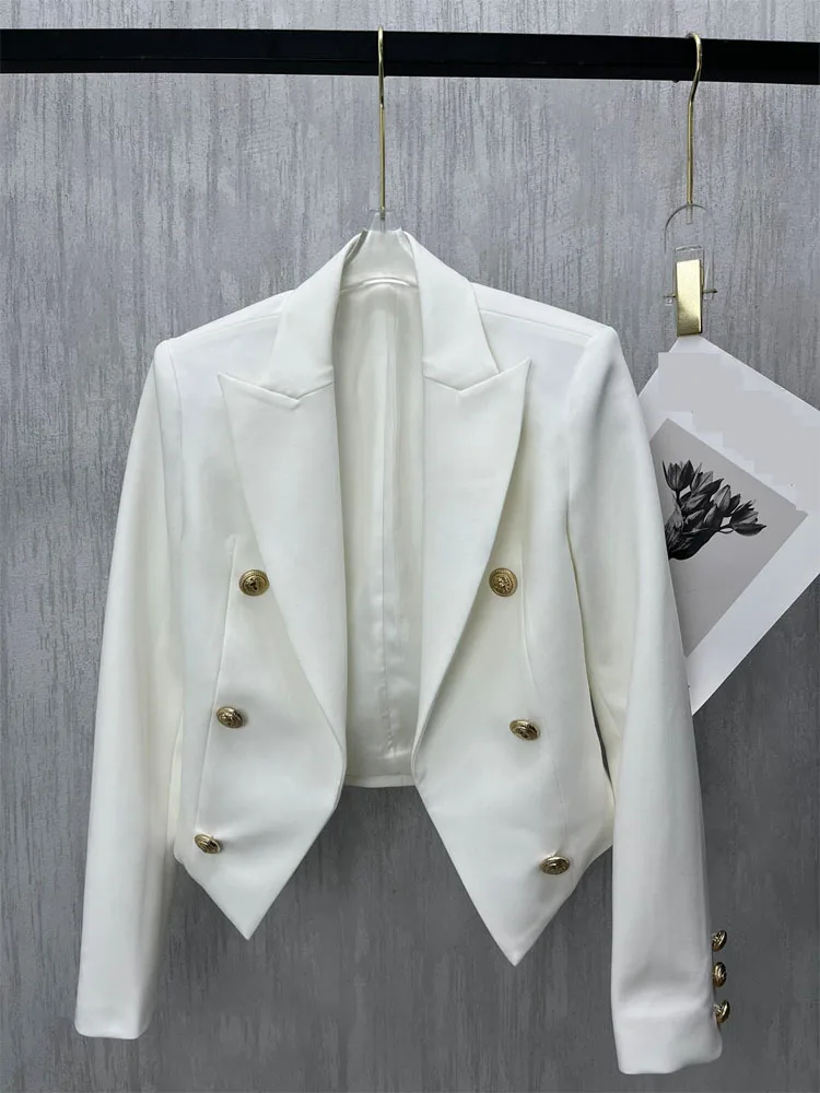

Женский однобортный Блейзер, офисное классическое пальто, куртка для отдыха с золотыми пуговицами, Женская шикарная верхняя одежда, Женская весенняя одежда