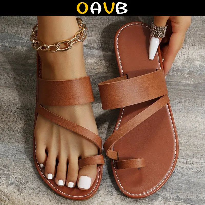 

OAVB Women Minimalist Thong Sandals 2023 New Fashion Flat Sandals Summer Outdoor Beach Vacation Leisure Woman Shoes Slippers
