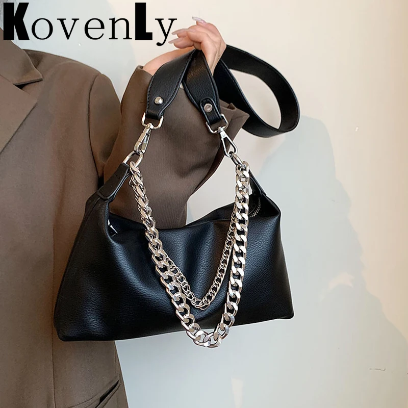 

Модные сумки на плечо для женщин, повседневная дизайнерская сумочка через плечо из мягкой кожи, Винтажная сумочка на ремне с цепочкой