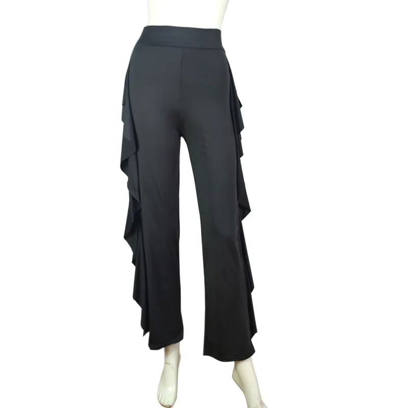 Elastic Waist Ruffles Solid Casual Bohemian Fashion Straight Hipster Women's Clothing 2023 Wide Leg Pants Temperament Popularity