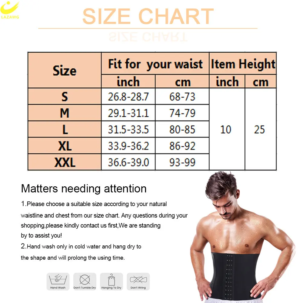 LAZAWG Waist Trainer for Men Weight Loss Belt Slimming Belly Belt Fitness Band Ladies Tummy Control Straps Body Shaper Sport