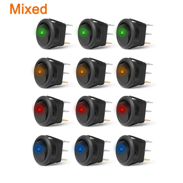

12 шт., круглый переключатель с подсветкой, 3 контакта
