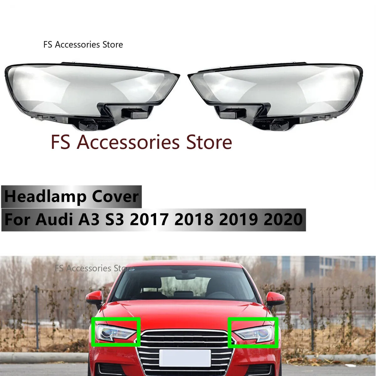 

Левая/правая Автомобильная передняя фара, стеклянная крышка для фар, крышка абажура для Audi A3 2017 2018 2019 2020, крышка для фары, оболочка