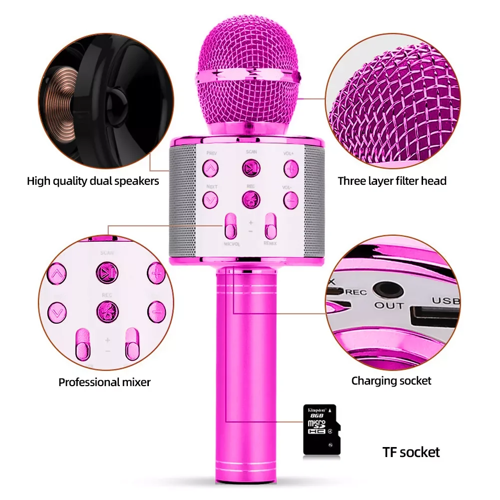 

2023 Bluetooth Karaoke Portable Wireless Karaoke Microphone Home KTV Player for Kids Professional Speaker Handheld for Party Sin
