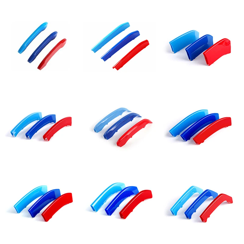 

Tri-Color Car Grille Badge Emblem Stickers For BMW 1/2 /4 /3 /5 /7 Series Car Styling Decorative Strip Air Inlet Grille