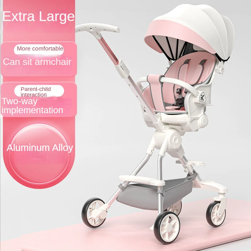 Baby Stroller Artifact Four-wheeled Child Infant Light Folding Two-way Trolley 1-6 Years Old High Landscape enlarge