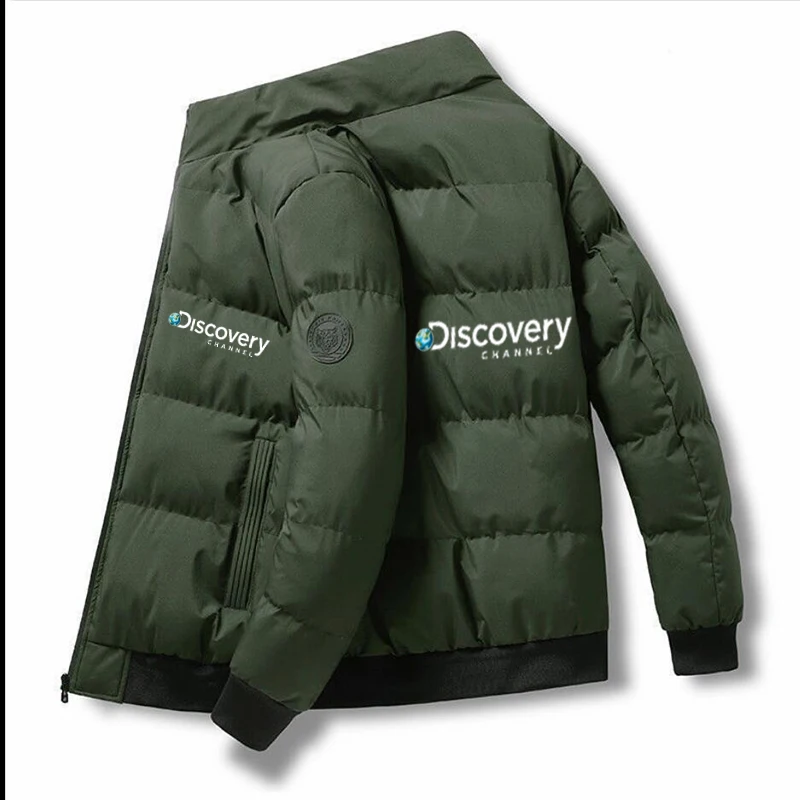 Men Discovery Channel Jackets Autumn Winter Casual Zipper Coats Bomber Jacket Scarf Collar Fashion Male Outwear Slim Fit