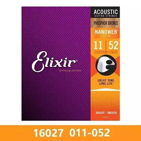 Струны для акустической гитары Elixir для электровоспроизведения популярная музыка Rock 80/20 бронза, никель 11002 16052 11-52 аксессуары для гитары