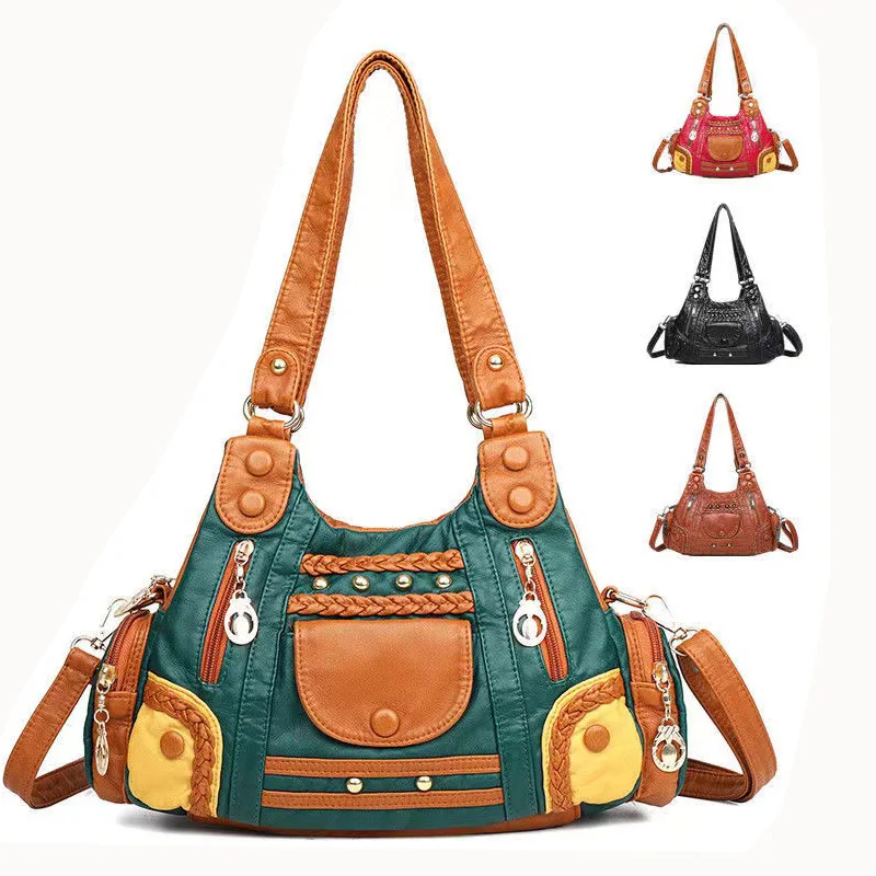 

Женская сумка 2022, трендовая роскошная сумка, винтажная дизайнерская сумка-тоут из мягкой кожи, сумка через плечо с несколькими карманами бо...