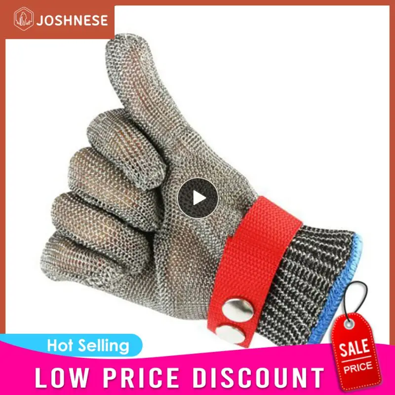

1 Pair Garden Black Steel Wire Metal Mesh Gloves Safety Anti-cutting Wear-resistant Butcher Gloves Self Defense
