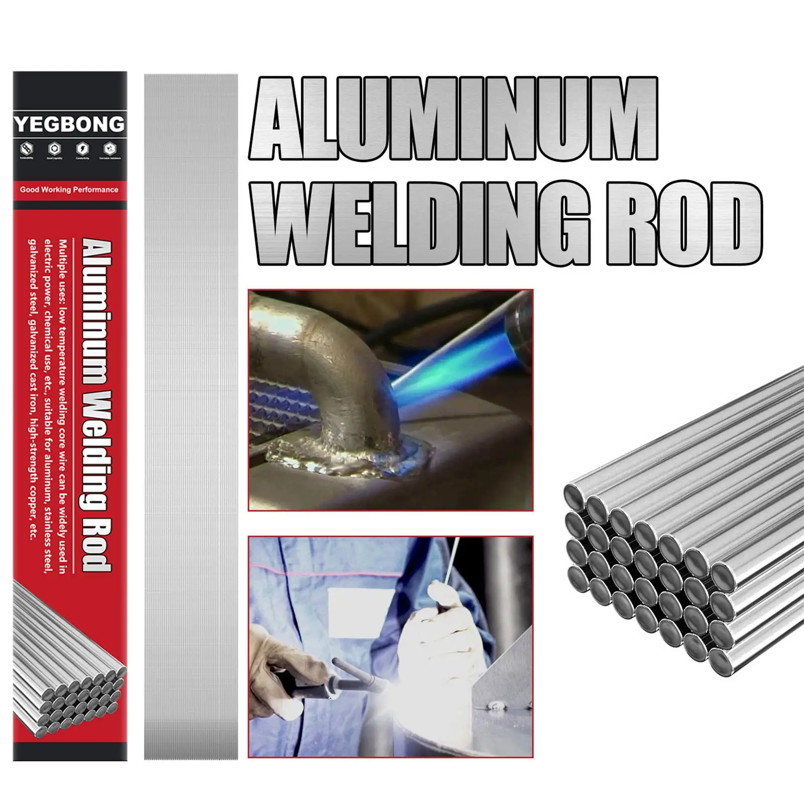 

Aluminum Welding Rods 30pcs / 50pcs Universal Low Temperature Aluminum Welding Rods 1.6 / 2mm 13 Inch Low Temperature Aluminum
