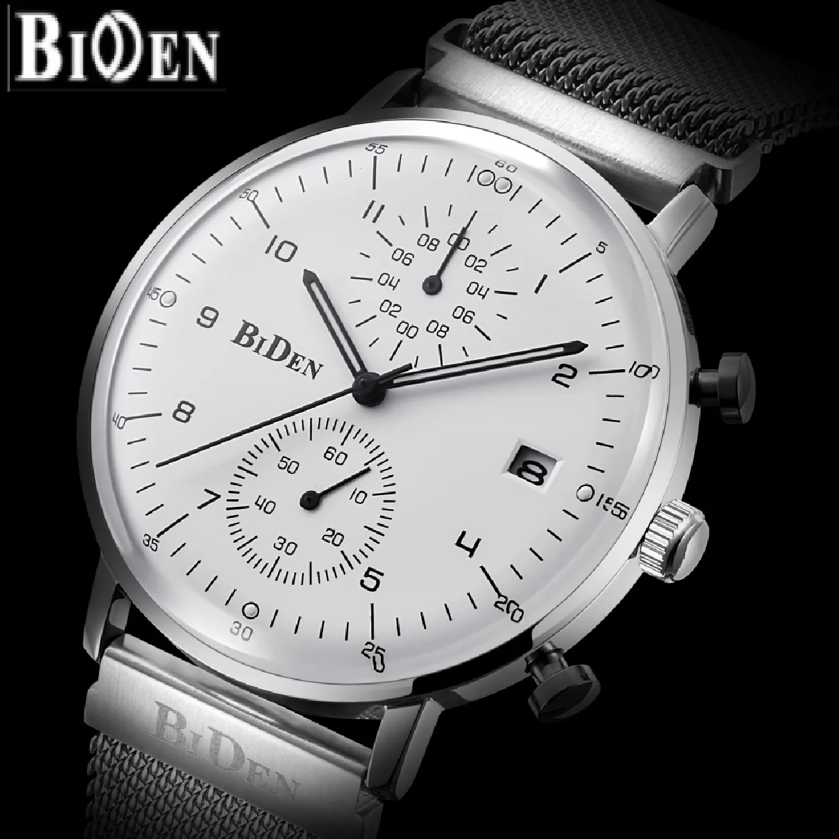

BIDEN Original Magnetic Strap Men Chronograph Business Date Wristwatch Male Clock Hodinky Quartz Wristwatch Relogio Masculino