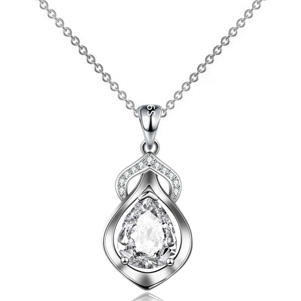 

Top Quality Silver Color Women's Necklace Fashion Multicolor Zircon Necklaces For Women Anniversary Party Jewelry Gift Long 45cm