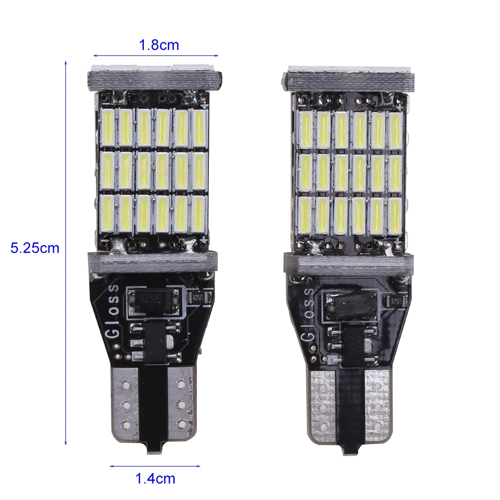 2 шт. Canbus W16W LED CANBUS T15 45 светодиодов 4014smd чип светодиодный светильник высокой
