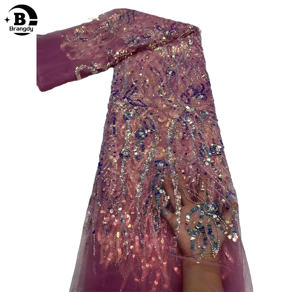 Африканская кружевная ткань 2024 Высококачественная для свадебного платья