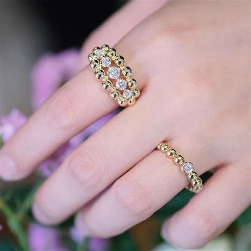 Простое Открытое кольцо в французском ретро-стиле с золотым покрытием роскошная