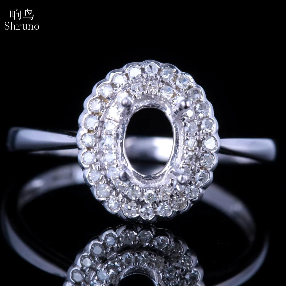 

Женское кольцо из белого золота 10 к Shruno, овальное кольцо 5 х6 мм-7 Х5 мм, с натуральными бриллиантами, Ювелирное Украшение с полукреплением, обр...