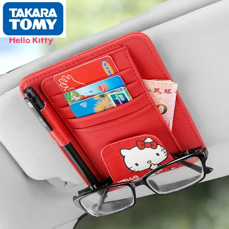 

Hello Kitty Car Visor Organizer Glasses Frame Cartoon Card Bag Car Bill Driver's License Organizer