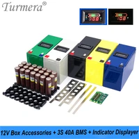 turmera 12v 7ah to 20ah battery storage box 3x7 18650 holder 3s 40a bms indicator displayer for replace motorcycle lead acid use