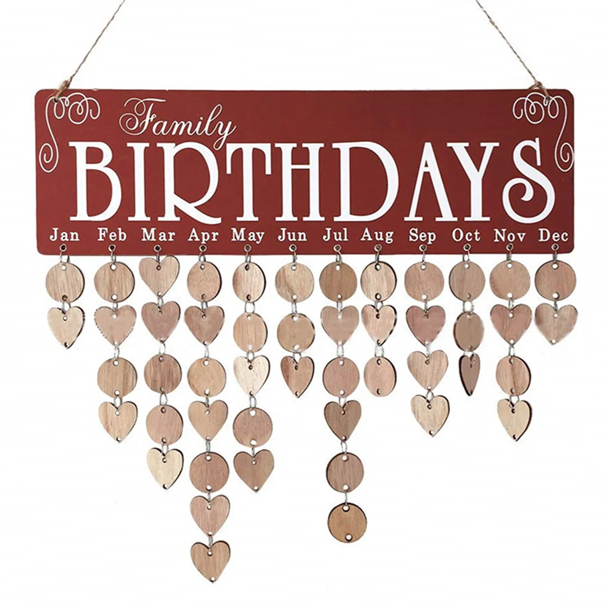 

Calendar Wooden Birthday Family Board Hanging Reminder Calendars Home Pendant Colored Plaque Wall Diy Tree Bithday Advent