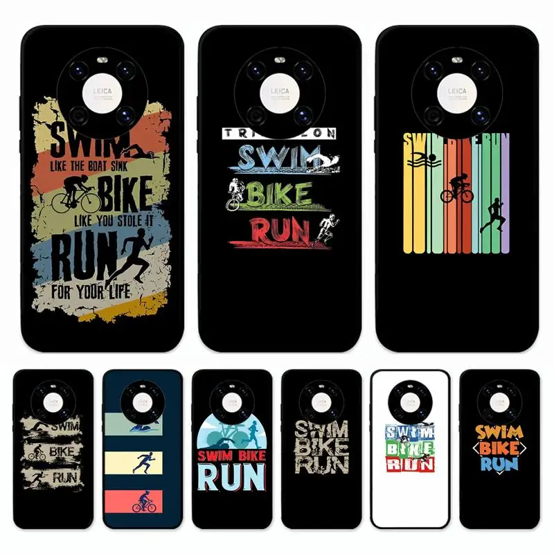 

Triathlon Swim Bike Run Phone Case For Huawei Mate 10 20 30 40 50 lite pro Nova 3 3i 5 6 SE 7 pro 7SE