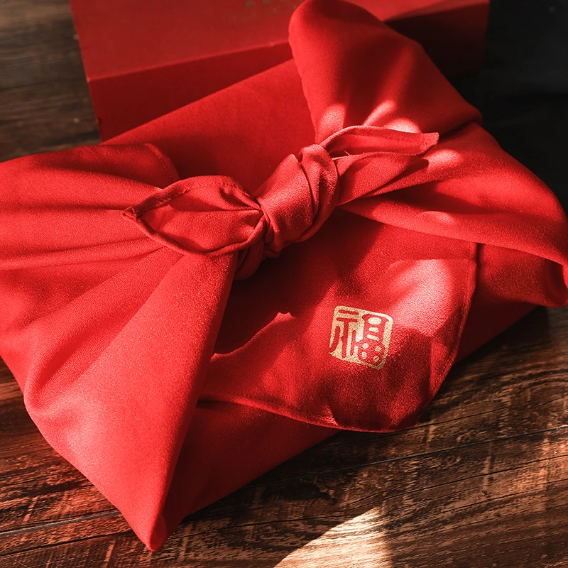 

Mid-Autumn Festival Chinese New Year Packaging Accessories Red Blessing Square Scarf High End Gift Box Red Packaging Decorations