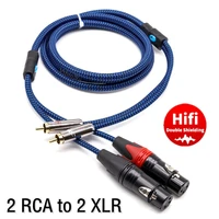 hifi audio cable dual rca male to 2 xlr female jack for mixer amplifiers speaker home theater 3 pin xlr to rca ofc shielded cord