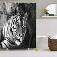tiger shower curtain wild animal series fun bathroom decor curtains waterproof fabric bathtub decors bath screens