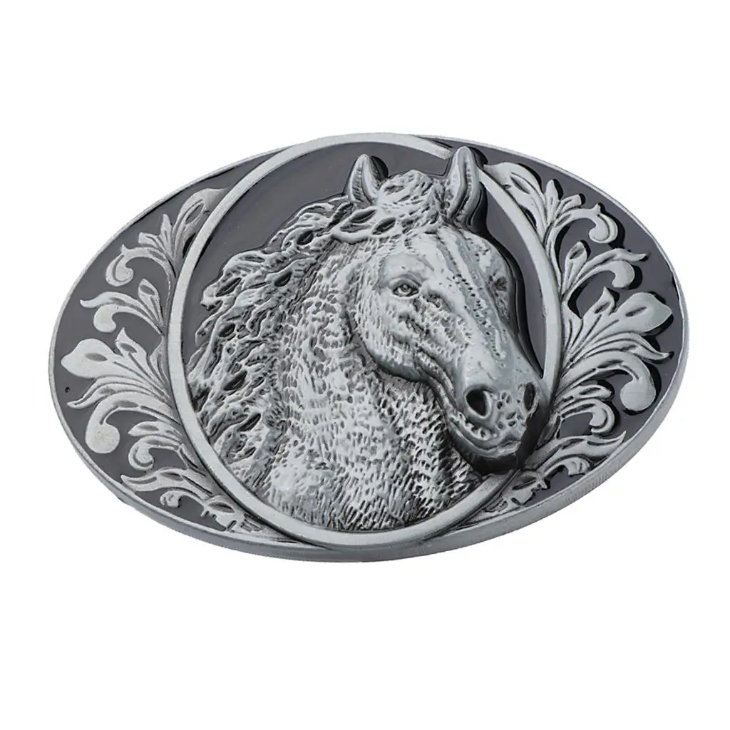 Ретро голова лошади с листьями овальная ковбойская пряжка для ремня в стиле