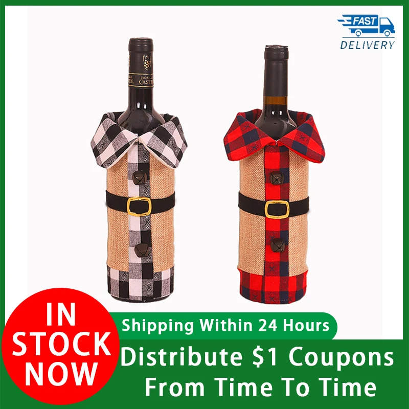 

Решетчатая Рождественская Крышка для винной бутылки 2023, карманная наклейка для рождественской бутылки, украшение для стола и дома