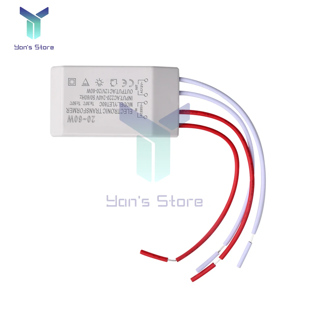 

20-60W AC 220V to 12V Halogen LED Lamp Electronic Transformer Spotlight Adapter for Lighting Transformers