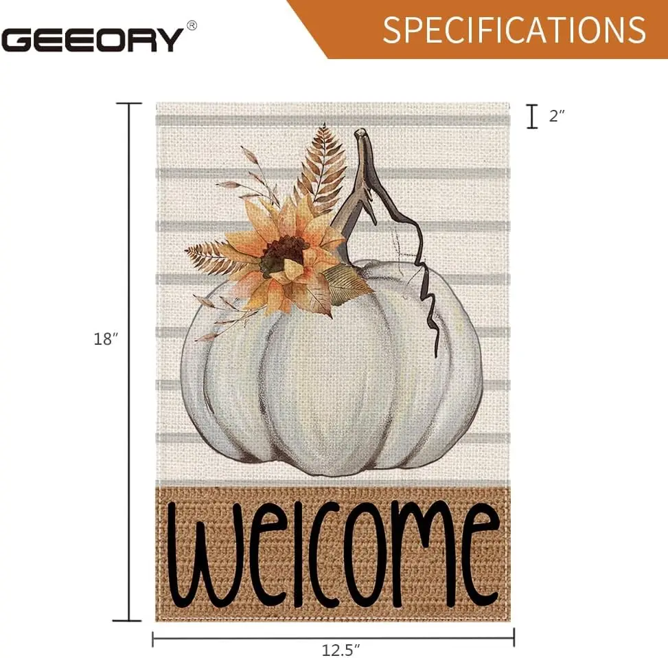 GEEORY Осенний приветственный садовый флаг 12 5 x 18 дюймов двухсторонний маленький