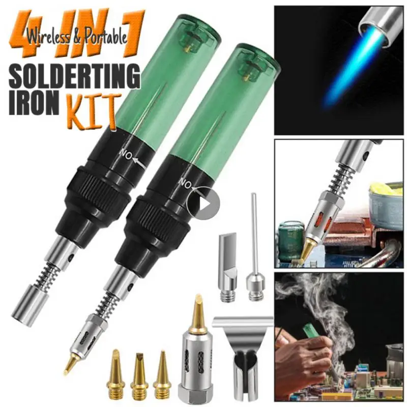 

4 IN 1 Portable Gas Soldering Iron Gas Blow Torch Gun Cordless Heating Electric Blow Pen Torch Welding Tools For Circuit Butane