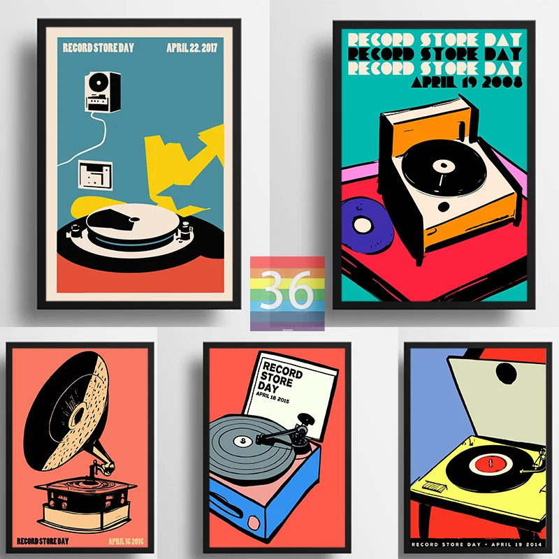 Record Store Day Abstract Vintage Poster Canvas Printing Record Player Wall Decor Vintage Wall Decoration Bar Decor Retro Gift