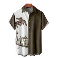 2022 summer hawaiian shirt 3d t shirt retro shirt coconut tree pattern short sleeve man camisa vacation casua man t shirt beach