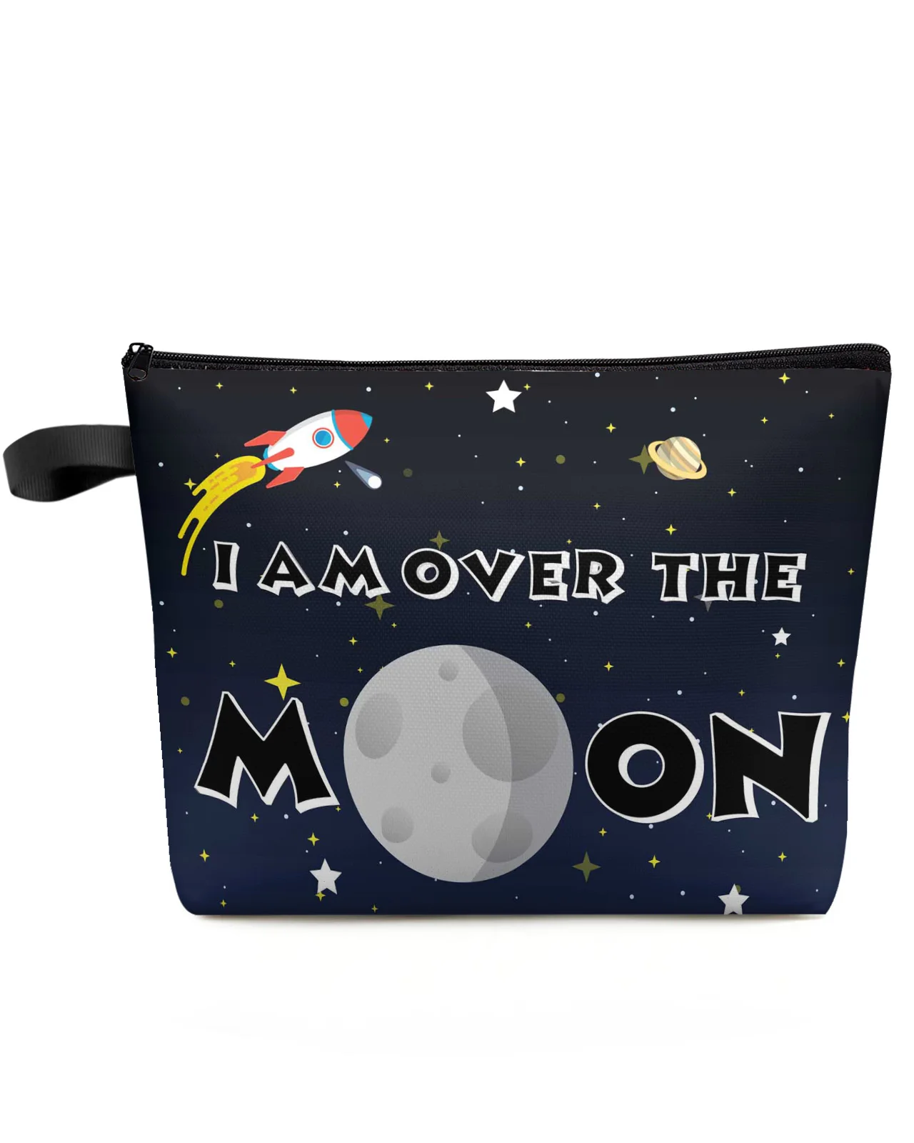 

Space Universe Rocket Spaceship Moon Planet Makeup Bag Pouch Travel Essentials Women Cosmetic Bags Organizer Storage Pencil Case